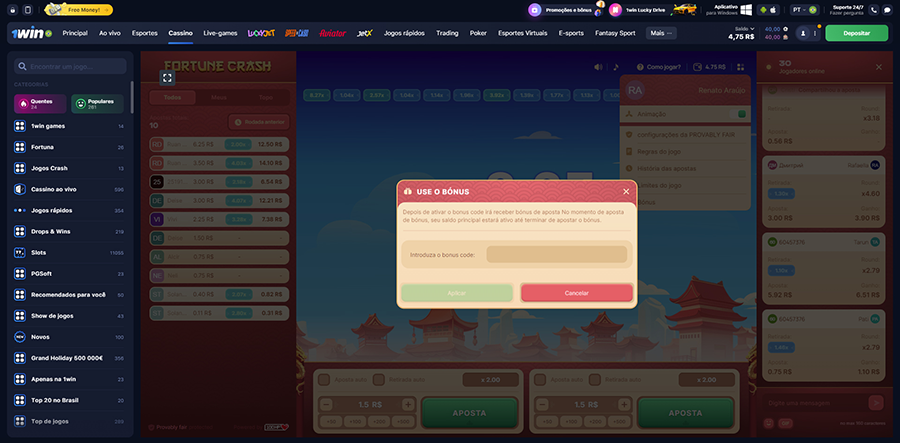 Fortune Crash 1win bonus