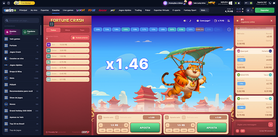 Fortune Crash 1win jogo