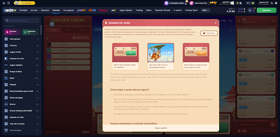 Fortune Crash 1win regras